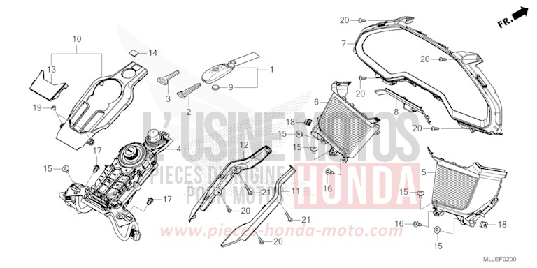 METER PANEL/SWITCH PANEL/KEY SET for Gold Wing PEARL GLARE WHITE (NHB53B) from 2024